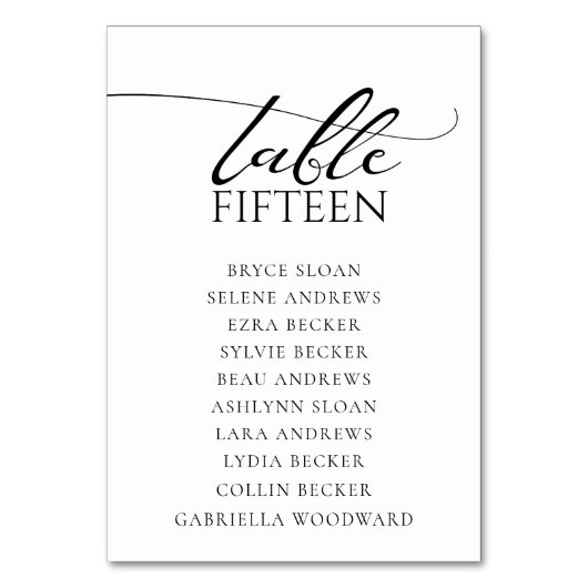 Einfaches Skript Klassische Hochzeitstisch-Nummer Tischnummer (Rückseite)