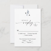 Einfaches Skript Marineblaue Botanische Monogramm- RSVP Karte (Vorderseite)