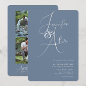 Einfaches Skript Minimalistische Foto-Collage-Hoch Einladung (Vorne/Hinten)