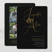 Einfaches Skript Minimalistische Foto-Collage-Hoch Einladung (Vorne/Hinten)