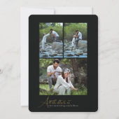 Einfaches Skript Minimalistische Foto-Collage-Hoch Einladung (Rückseite)