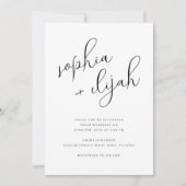 Einfaches Skript-Minimalistisches Foto Hochzeit Einladung (Vorderseite)