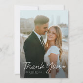 Einfaches Skript mit Bow Foto Wedding Dankeskarte (Vorderseite)