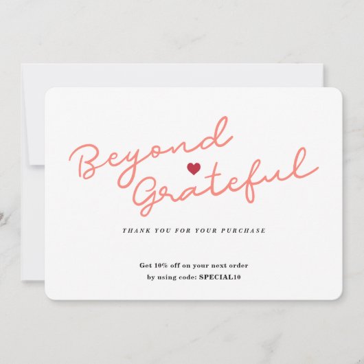 Einfaches Skript mit Herz - Business Dankeschön-Ka Dankeskarte (Vorderseite)