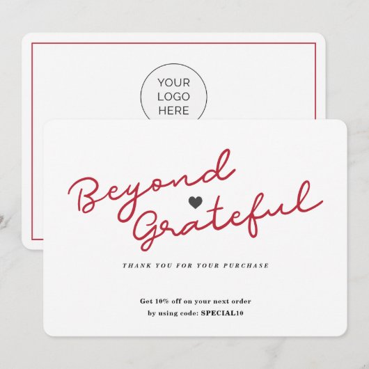 Einfaches Skript mit Herz - Business Dankeschön-Ka Dankeskarte (Vorne/Hinten)
