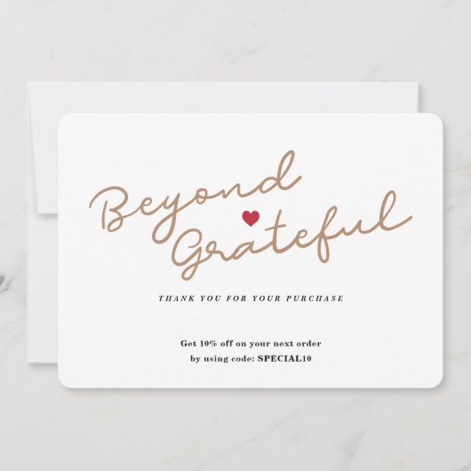 Einfaches Skript mit Herz - Business Dankeschön-Ka Dankeskarte (Vorderseite)