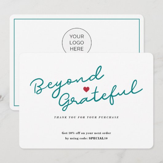 Einfaches Skript mit Herz - Business Dankeschön-Ka Dankeskarte (Vorne/Hinten)