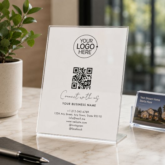 Einfaches Skript Mit Uns Logo QR Code Promo Sockelschild