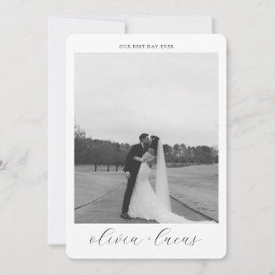 Einfaches Skript Moderne Foto abgerundete Hochzeit Dankeskarte