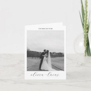 Einfaches Skript Moderne Foto Gefaltete Hochzeit Dankeskarte