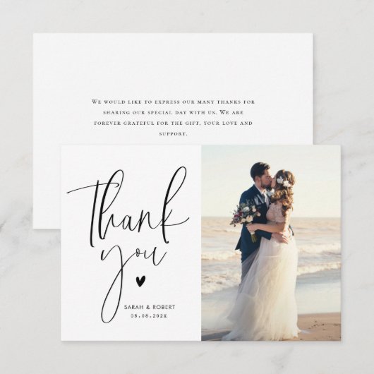 einfaches Skript moderne Hochzeit danke Karte (Vorne/Hinten)