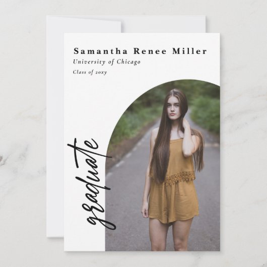 Einfaches Skript Moderner Foto 2 Abschluss Einladung (Vorderseite)