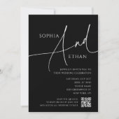 Einfaches Skript Moody QR-Code Schwarze Hochzeit Einladung (Vorderseite)