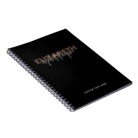 Einfaches Skript-Name-Script-Black-Gold-Notebook Notizblock (Rechte Seite)