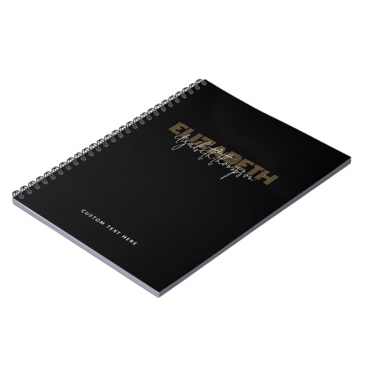 Einfaches Skript-Name-Script-Black-Gold-Notebook Notizblock (Linke Seite)