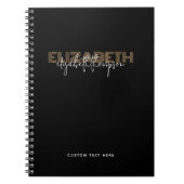 Einfaches Skript-Name-Script-Black-Gold-Notebook Notizblock (Vorderseite)