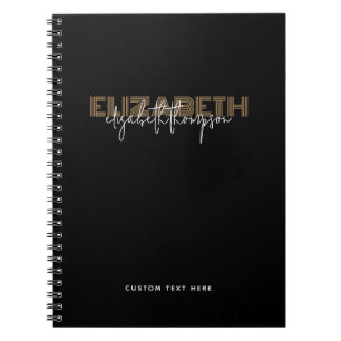 Einfaches Skript-Name-Script-Black-Gold-Notebook Notizblock
