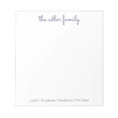 Einfaches Skript Navy Blue Family Notepad Notizblock (Vorderseite)