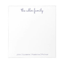Einfaches Skript Navy Blue Family Notepad
