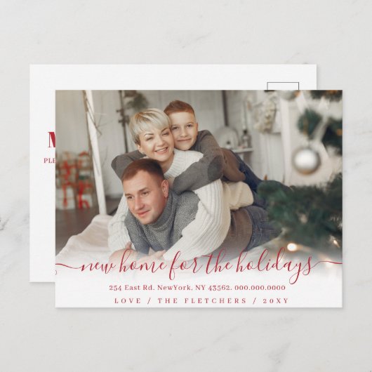 Einfaches Skript Neue Zuhause für Holidays Foto Mo Postkarte (Vorne/Hinten)