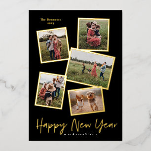 Einfaches Skript Neujahr 5 Foto-Collage Folien Feiertagskarte