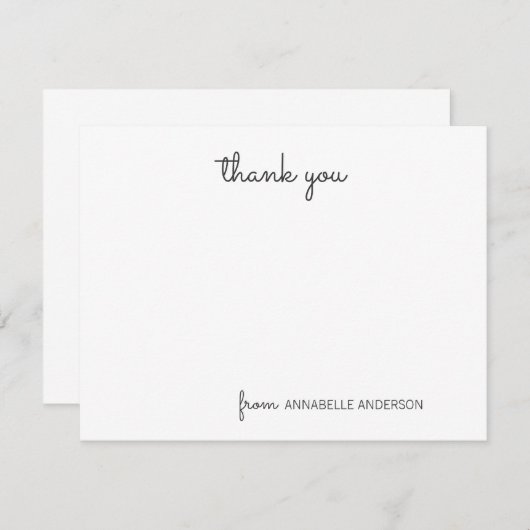 Einfaches Skript Niedlich Rosa Vielen Dank Custom Mitteilungskarte (Vorne/Hinten)