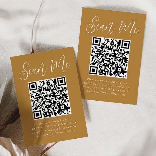 Einfaches Skript Ochre QR Code Hochzeit RSVP Begleitkarte