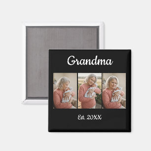 Einfaches Skript Oma gegr. 3 Foto Jahr Magnet