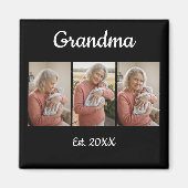 Einfaches Skript Oma gegr. 3 Foto Jahr Magnet (Vorne)