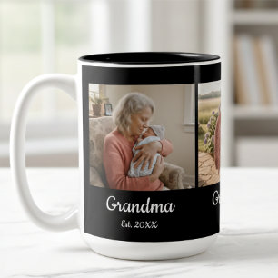 Einfaches Skript Oma gegr. 3 Foto Jahr Zweifarbige Tasse