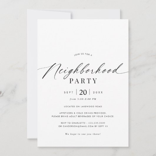 Einfaches Skript | Party oder Ansammlung der Nachb Einladung (Vorderseite)