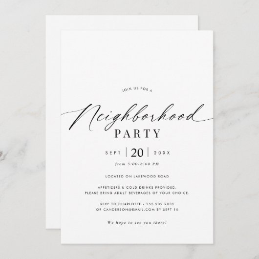 Einfaches Skript | Party oder Ansammlung der Nachb Einladung (Vorne/Hinten)