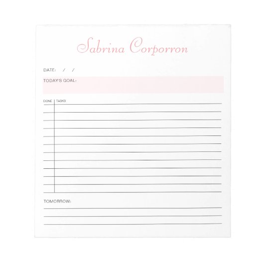 Einfaches Skript Personalisiert rosa, um Notepad a Notizblock (Vorderseite)