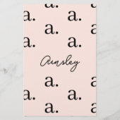 Einfaches Skript personalisiertes Monogramm-Muster Briefpapier (Rückseite)