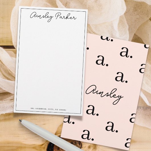 Einfaches Skript personalisiertes Monogramm-Muster Briefpapier