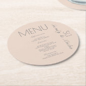 Einfaches Skript Pink Gray Wedding Dinner Menü Runder Pappuntersetzer (Angewinkelt)