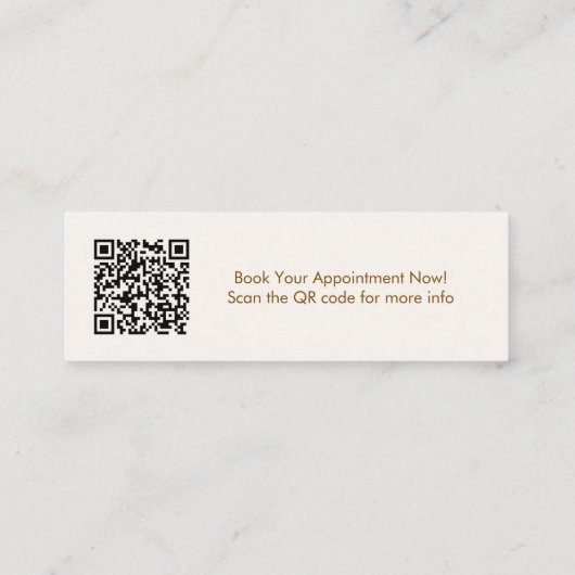 Einfaches Skript Preppy QR Code Girly Tan Brown Mini Visitenkarte (Rückseite)