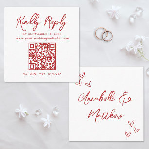 Einfaches Skript QR-Code Rote Hochzeit Antwort Begleitkarte