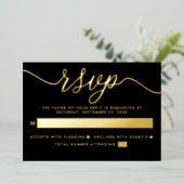 Einfaches Skript - Real Foil - Wedding RSVP Folieneinladung (Stehend vorne)