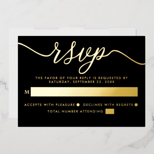 Einfaches Skript - Real Foil - Wedding RSVP Folieneinladung (Briefumschlag)