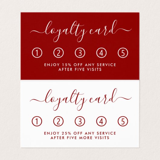 Einfaches Skript - Red & White Double Loyalty Visitenkarten (Innenseite Aufgefaltet)