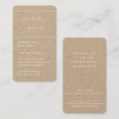 Einfaches Skript-Rosa & Kraft-Elegant Vertikal Terminkarte (Vorne/Hinten)