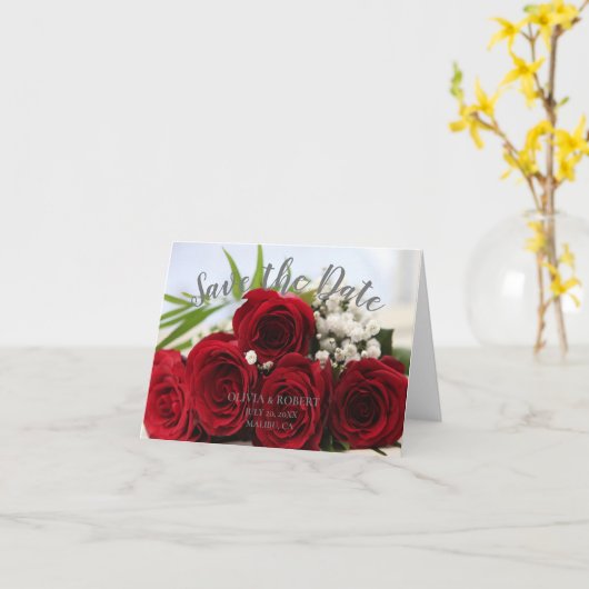 Einfaches Skript - rote Rosen Save the Date Karte (Gelbe Blume)