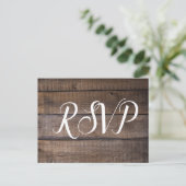 Einfaches Skript Rustic Wedding RSVP Postkarte (Stehend Vorderseite)