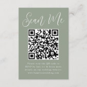 Einfaches Skript-Sage Green QR Code Hochzeit RSVP Begleitkarte (Vorderseite)