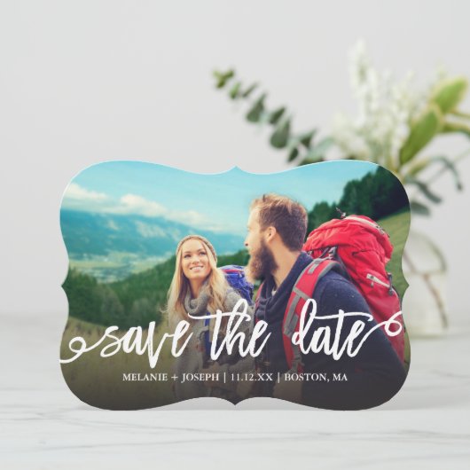 Einfaches Skript-Save the Date-Foto Save The Date (Stehend Vorderseite)