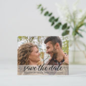 Einfaches Skript Save the Date | VERLOBUNG FOTO Postkarte (Stehend Vorderseite)
