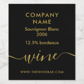 Einfaches Skript - Schwarz & Gold Weinetikett (Einzelnes Label)