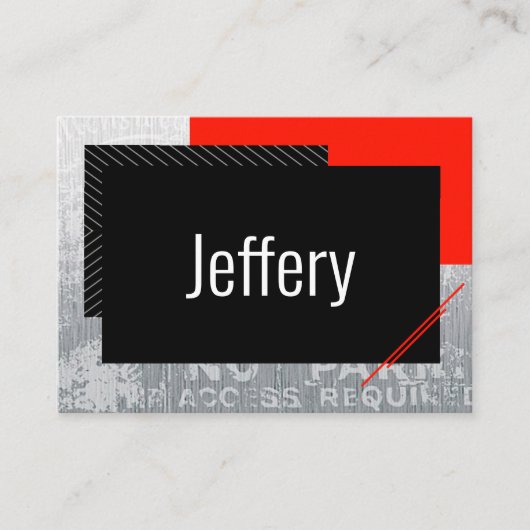 Einfaches Skript, schwarz, grau, weiß Streifen Platzkarte (Vorderseite)