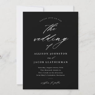 Einfaches Skript Schwarz-Weiß-Hochzeit Einladung